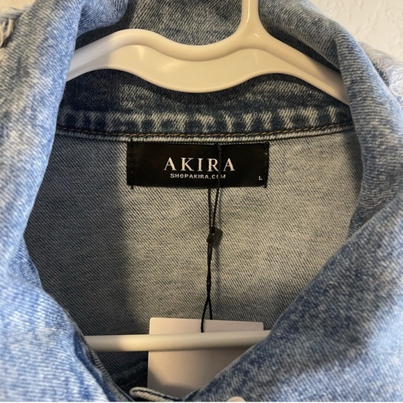AKIRA Light Blue Distressed Denim Jacket - Picture 3 of 5